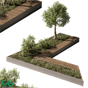 Architecture Bench with Plants Set 24